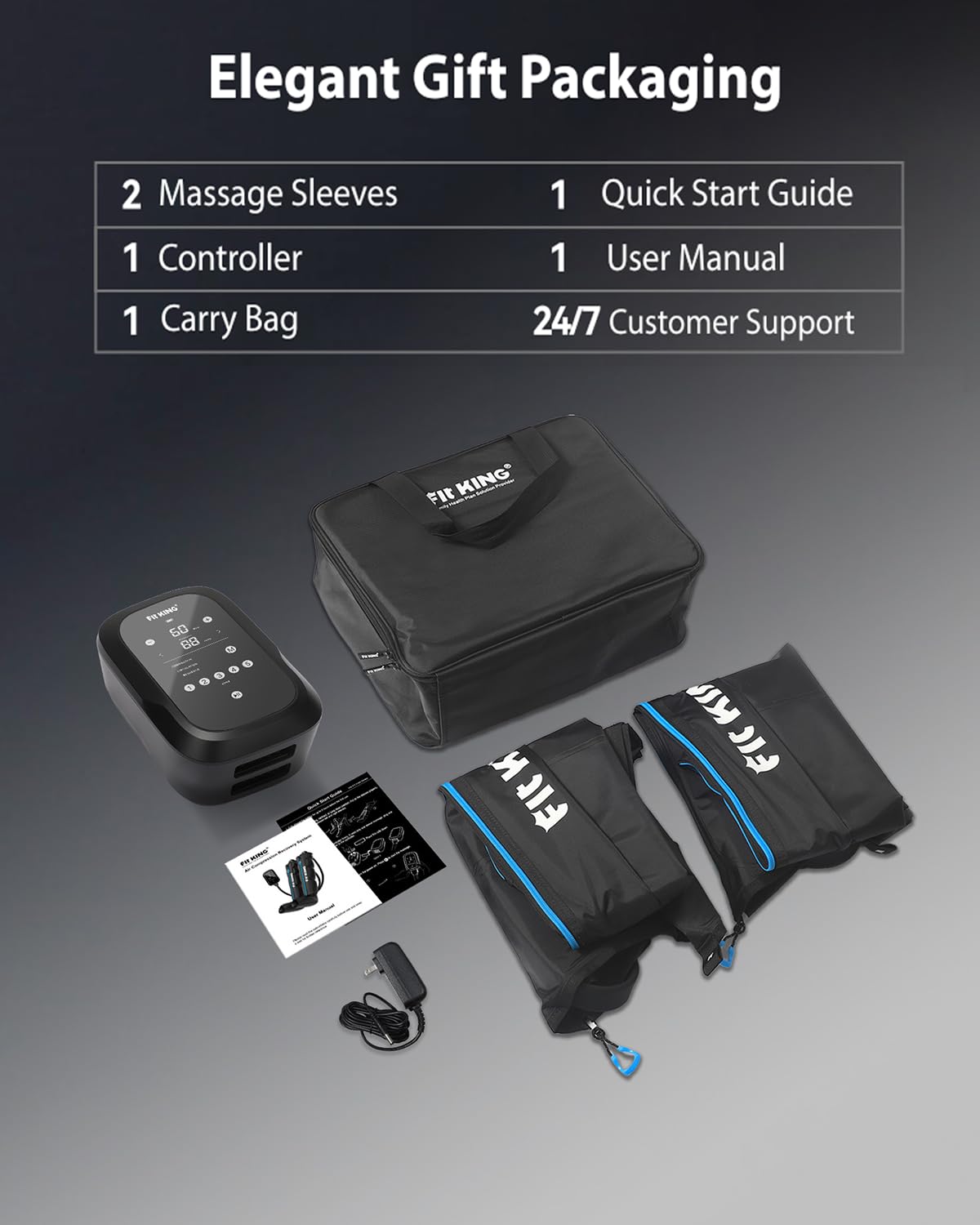FIT KING Upgraded Leg Massager Recovery Boots, Professional Air Compression Recovery System for Circulation & Athlete-Level Fast Recovery, Cordless Rechargeable Compression Boots (Medium)