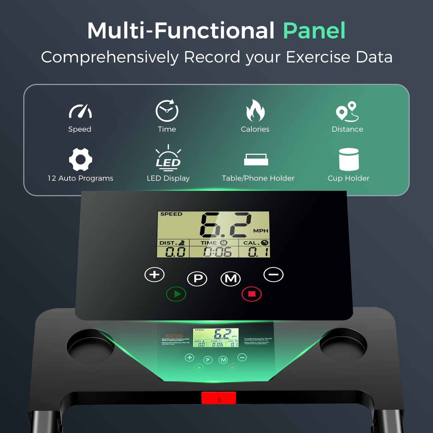 MUDFAC Foldable Treadmills for Home, 3.0HP Walking pad Treadmill with Handle Bar, Portable Electric Treadmill with Handles, 12 Preset Programs, LED Display and 300 lbs Capacity
