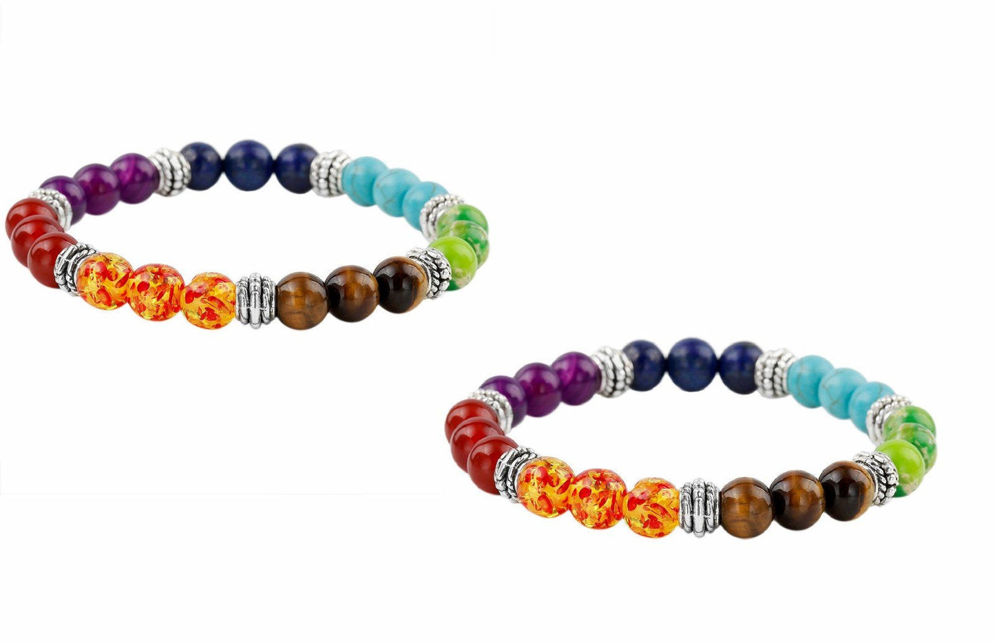 TUMBEELLUWA Beads Bracelets for Men and Women, Semi Precious Stone Yoga Beads Chakra Bracelet,7 Color Chakra