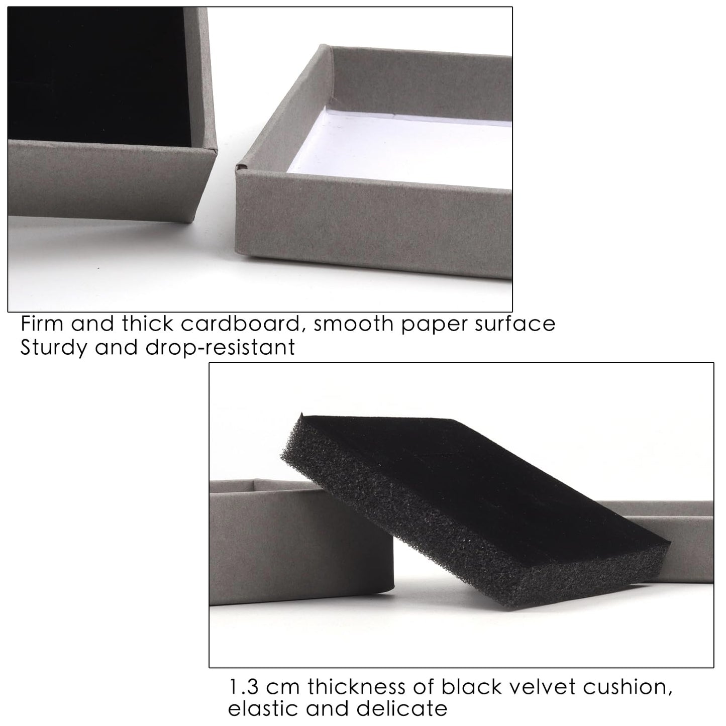 Coobbar Gift Box Necklace Earring Ring Box Gift Box,12 Pieces Square Cardboard Jewelry Gift Boxes,Cotton Filled Cardboard Paper Jewelry Box Gift Case (3.5x3.5x1.25 Inches) (Gray)