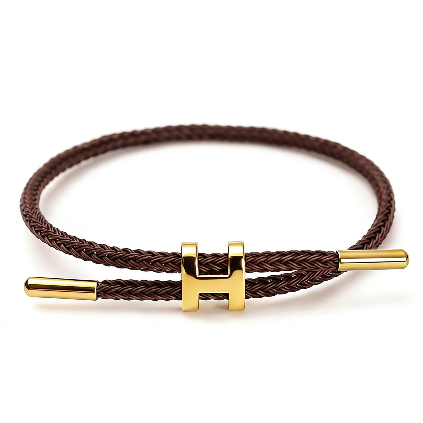 PPbuky Steel Bracelet Link, Adjustable H-shape Wire Rope Bracelet, Lucky Jewelry with Titanium Buckle for Birthday, Valentine's, Graduation, Fashion Gift for Women, Men, Lovers, Friends, Brown