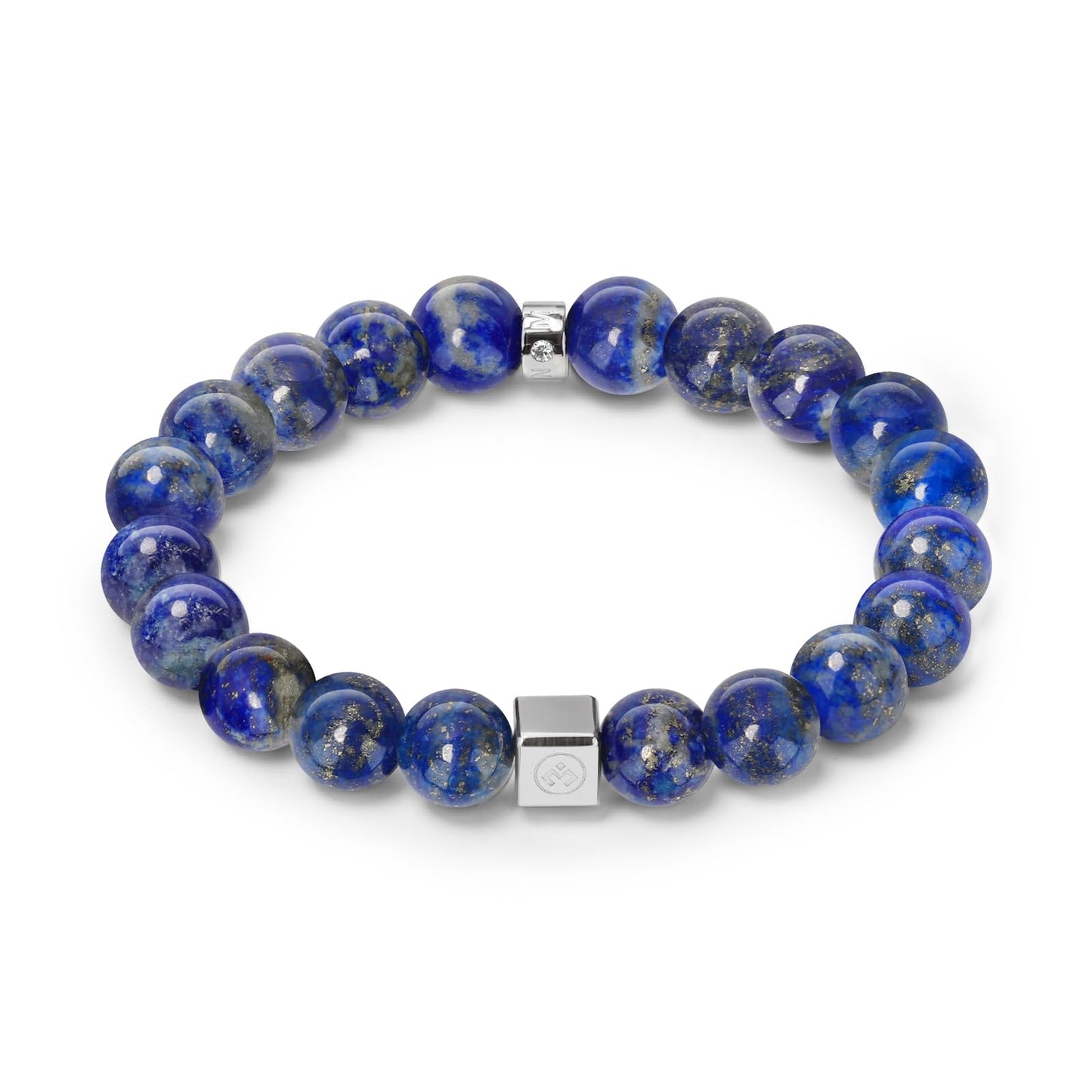 M SHUYUN Mens Beaded Bracelets, 10MM Elastic Adjustable Link Bracelet with Natural Gemstone, Gifts for Men, Anniversary, Christmas and Thanksgiving,Lapis Lazuli/Obsidian/Silver Sheen Obsidian.