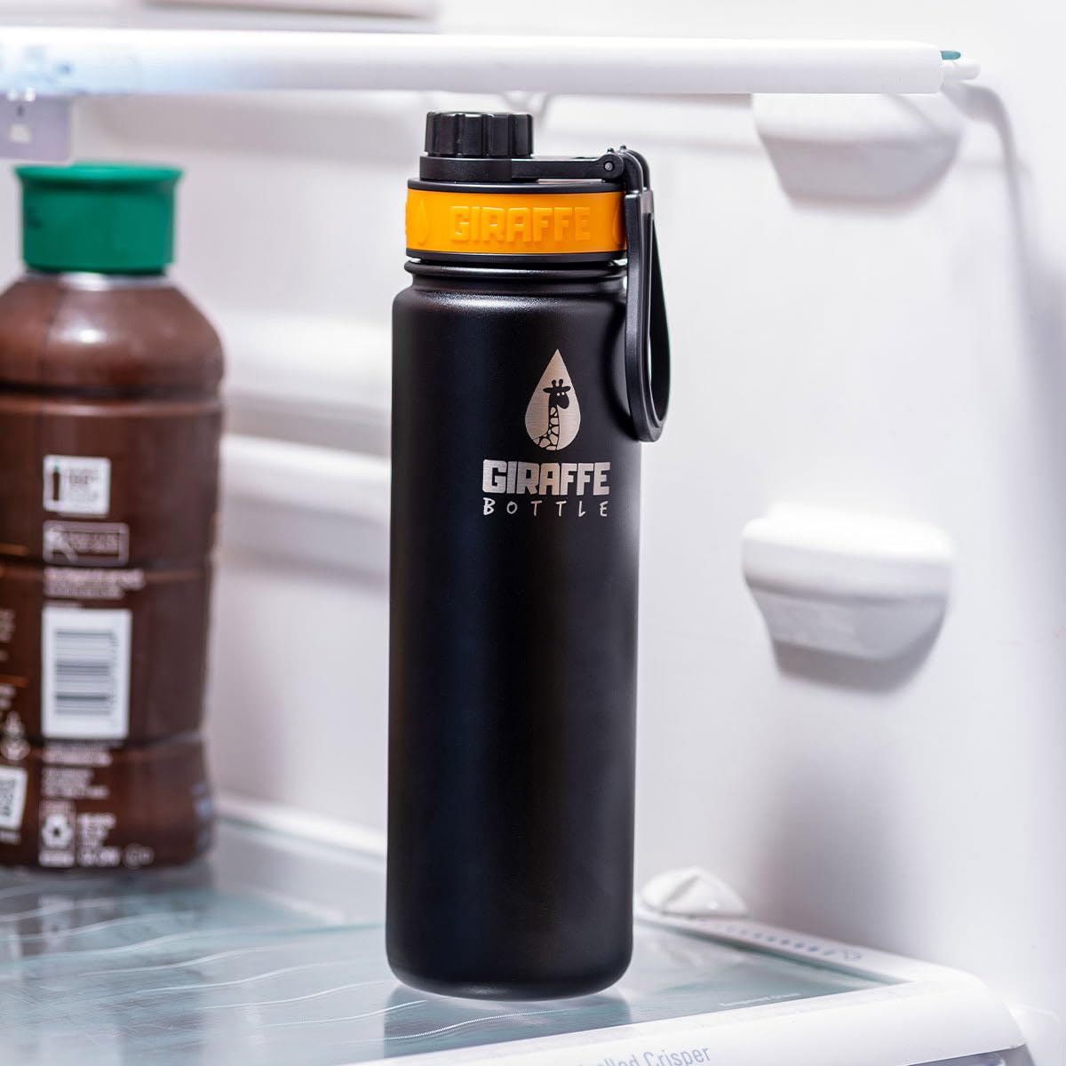 Giraffe Bottle Tower XL Hands Free Drinking System, Insulated Stainless Steel Bottle, with Round Tube Mounted Bottle Holder (length 36 in / 91 cm)