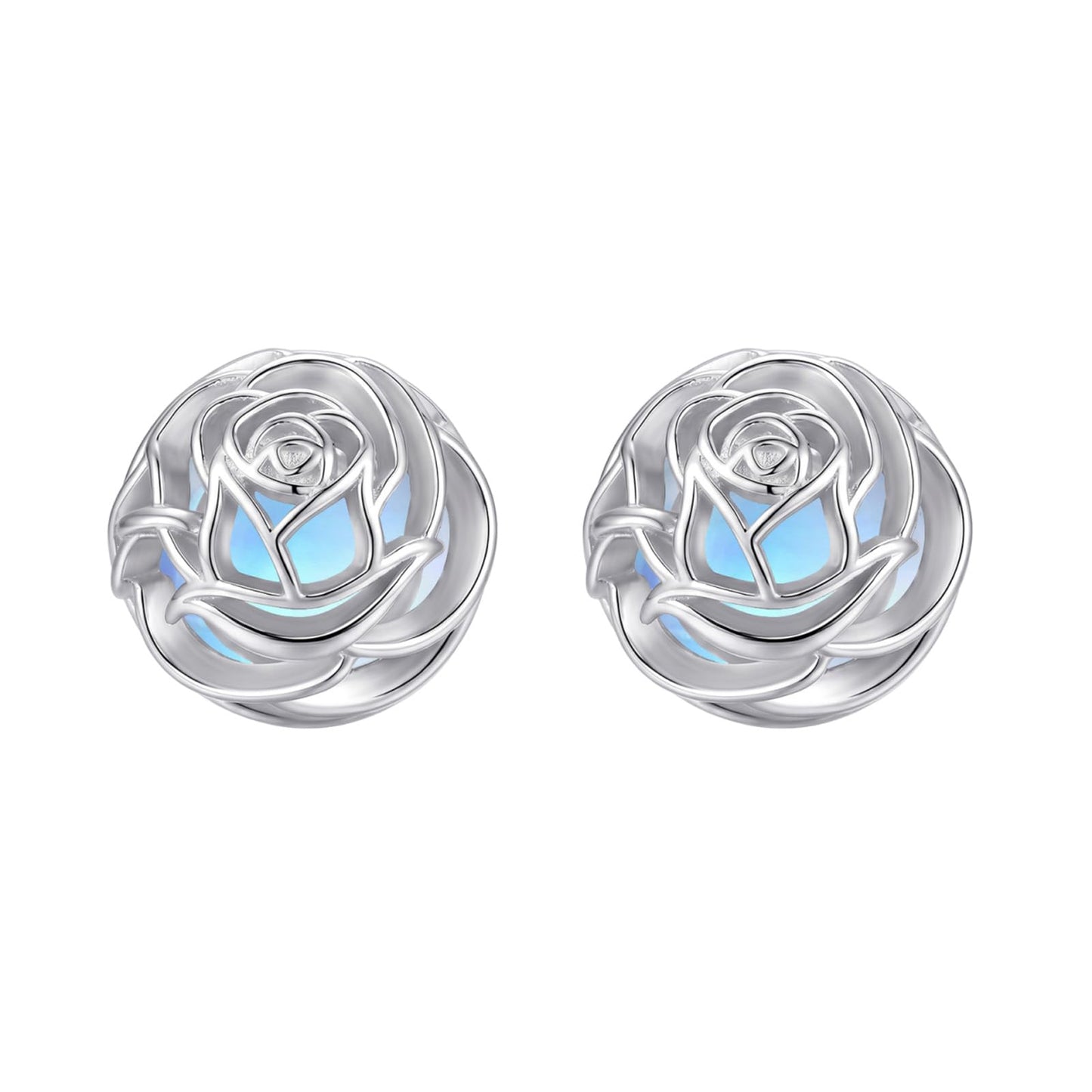 WINNICACA Moonstone Stud Earrings for Women Hypoallergenic Rose Earrings for Women 925 Sterling Silver Rose Jewelry for Sensitive Ears Birthday Mothers Day Gifts for Mom Grandma