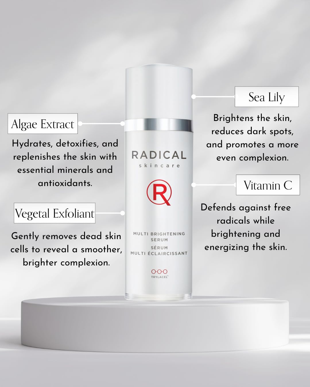 Radical Skincare Multi Brightening Serum - Fights 7 Causes of Uneven Skin Tone, Tightens & Brightens Skin - For All Skin Types Including Sensitive Skin - Paraben & Cruelty Free (1 oz)