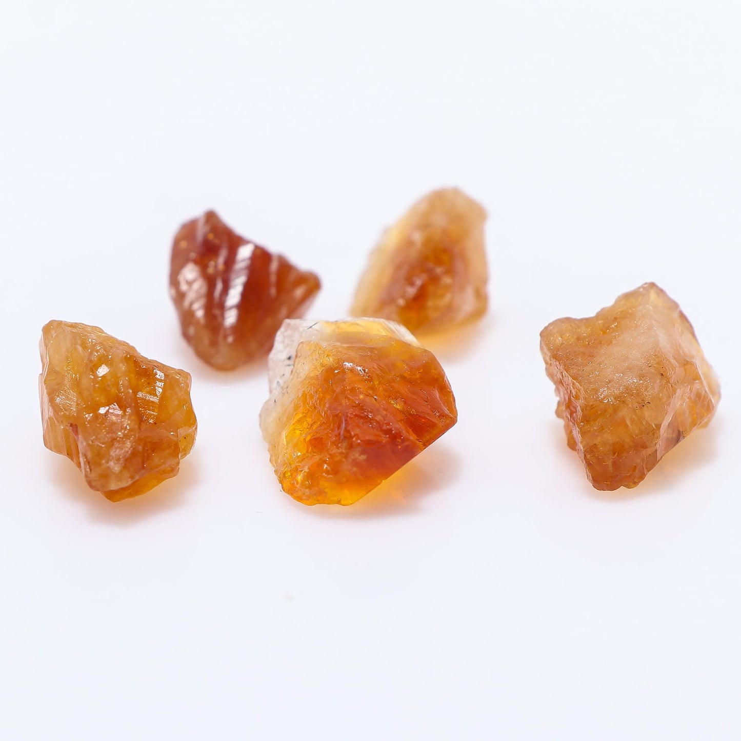 CRYSTALIS 5pcs Natural Big Madeira Citrine Raw Crystals, Loose Gemstone Wholesale Bulk Rough Jewelry Making Supply, Chakra Healing Stones, Wire Wrapping, DIY, Tumbling, Gem Collection, 15-20mm