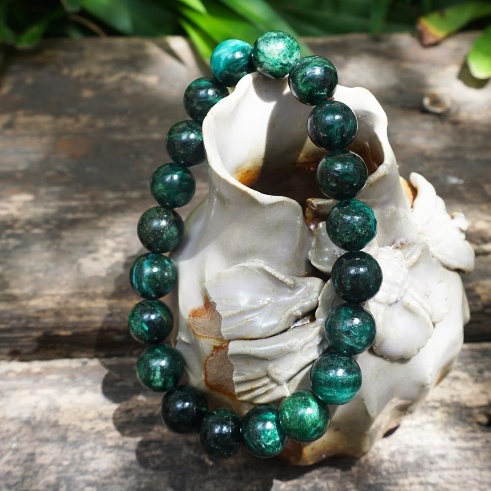 TaHLga 10MM Emerald Bracelet for Unisex | Fits for about 7.5" Wrist | Birthstone of May | Heart Chakra Green Crysta| Spritual Healing Valentines Gift for Friends and Familys on any Festival