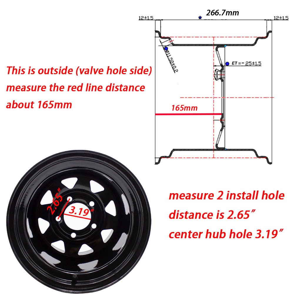 ATV RTV Mower Rim 12x10.5 WHEEL RIM 5/4.5 for Zero Turn Riding Garden Lawn Mower Compact Tractors Heavy Equipment 12 x 10.5 Rim 5 Lugs Bolt Circle 4.5 inch,backspace 4.75 inch