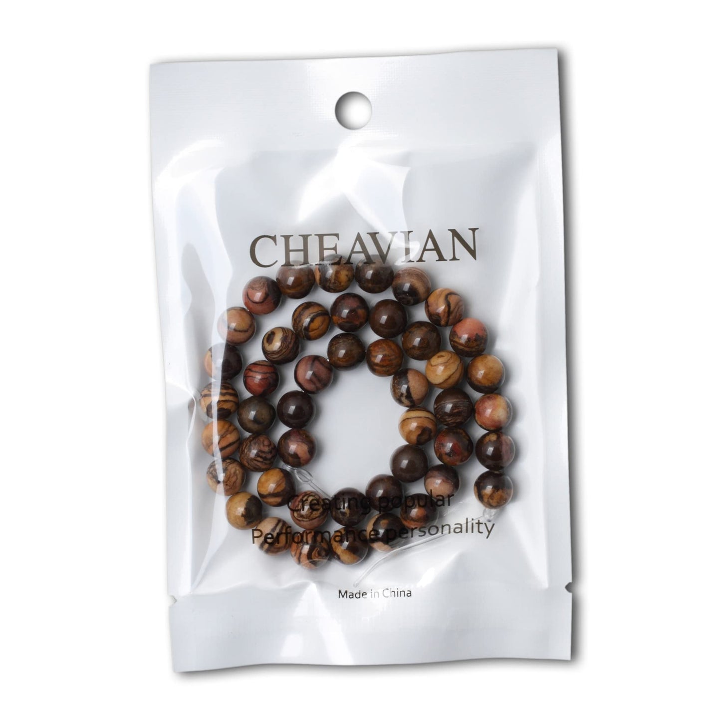 CHEAVIAN 45PCS 8mm Natural Africa Picture Jasper Gemstone Round Loose Beads for DIY Bracelet Necklace Earrings Jewelry Making 1 String 15 Inches