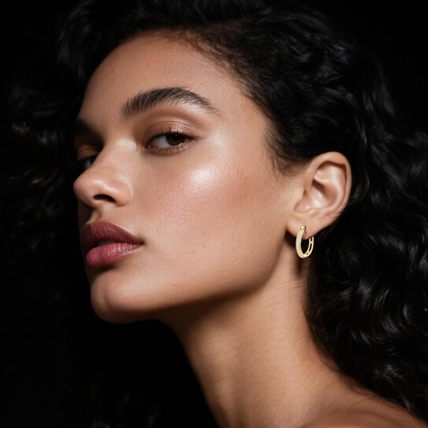 14K Gold Earrings for Women Small 14K Gold Hoop Earrings Trendy 35mm Womens Gold Huggie Earring with Cubic Zirconia Hypoallergenic