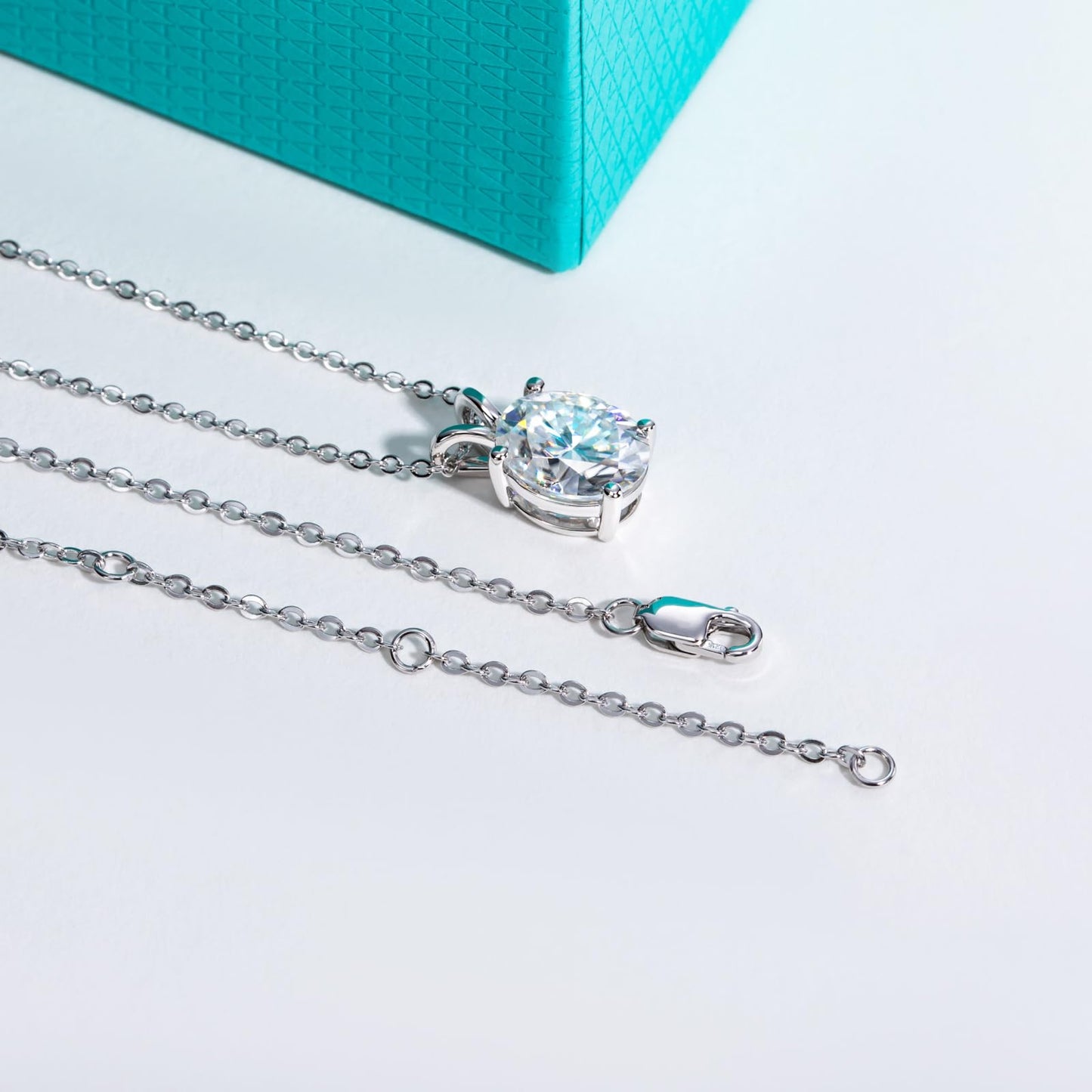 AnuClub Oval Cut Moissanite Pendant Necklace 2CT D Color VVS1 925 Sterling Silver Everyday Wear Necklace for Women Wife Her with Certificate, 40+2+3cm Adjustable Chain