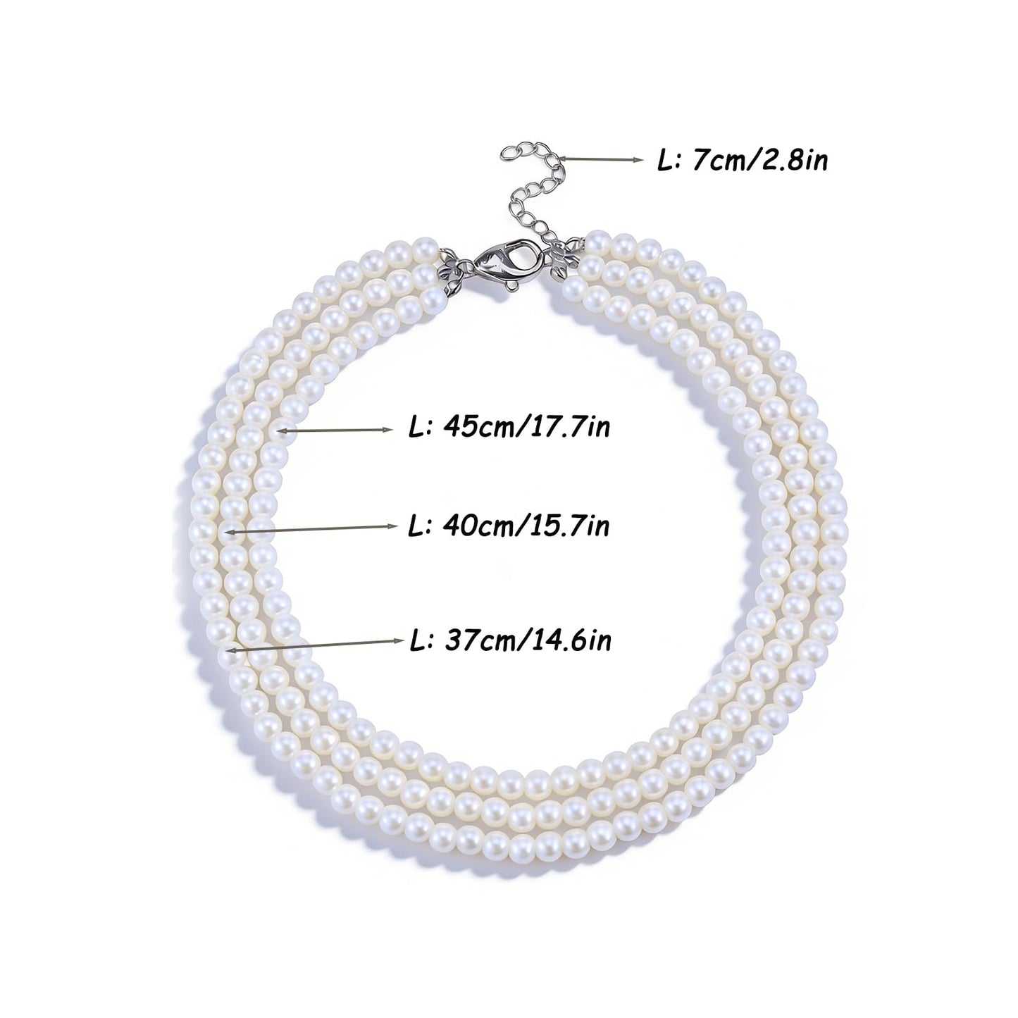 Lookray Pearl Necklace for Women Dainty 9MM Round Imitation Pearl Choker Necklace Simple Multilayer ‌Pearls Choker Fashion Wedding Pearls Jewelry for Brides
