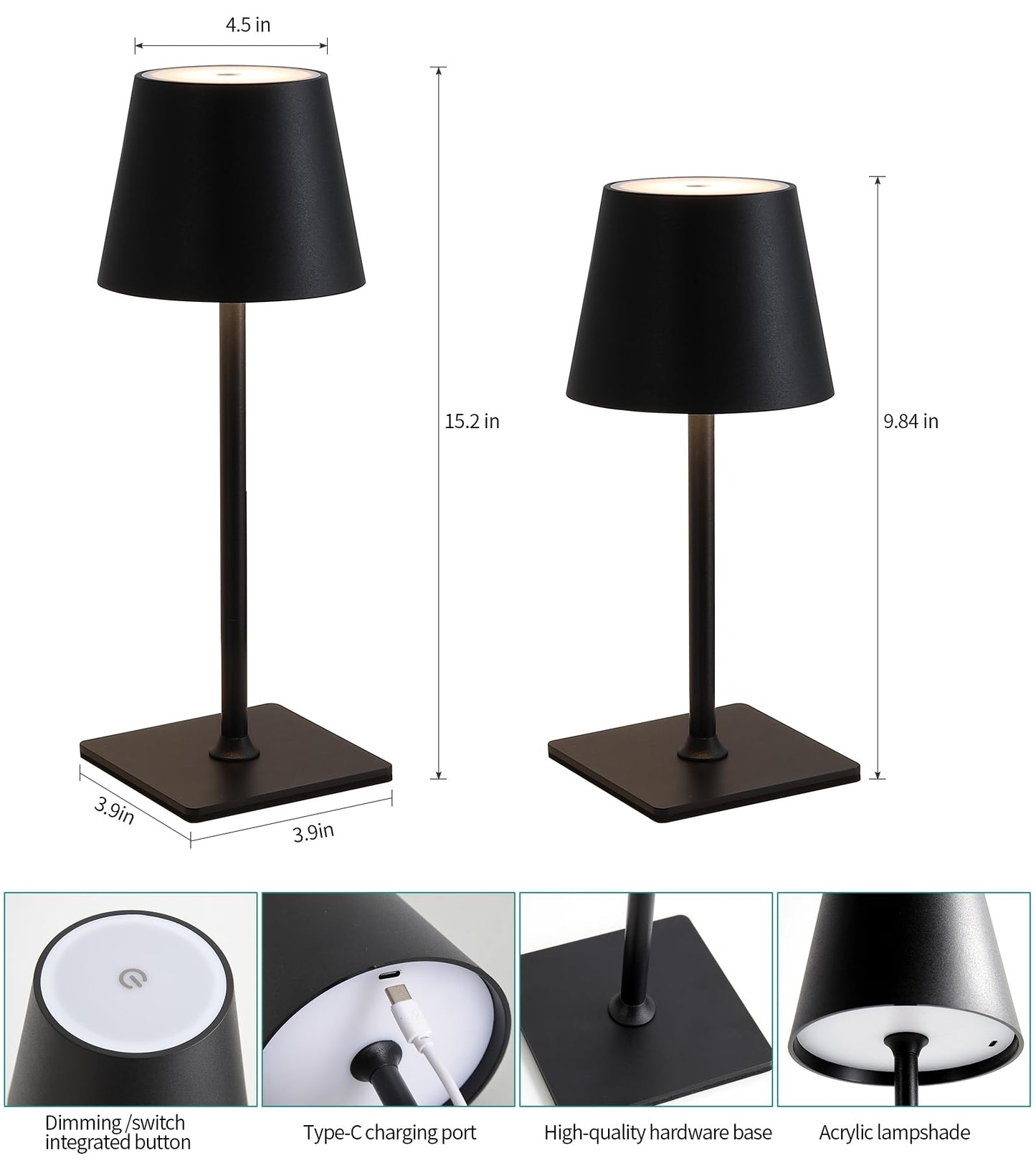 AIHYING 2026 Upgraded 2 Pack Cordless Rechargeable LED Table Lamp with Dimmer 5000mAh Battery Operated Portable Night Light Mother's Day Idea for Mom,Patio Balcony,Outdoor Bedroom