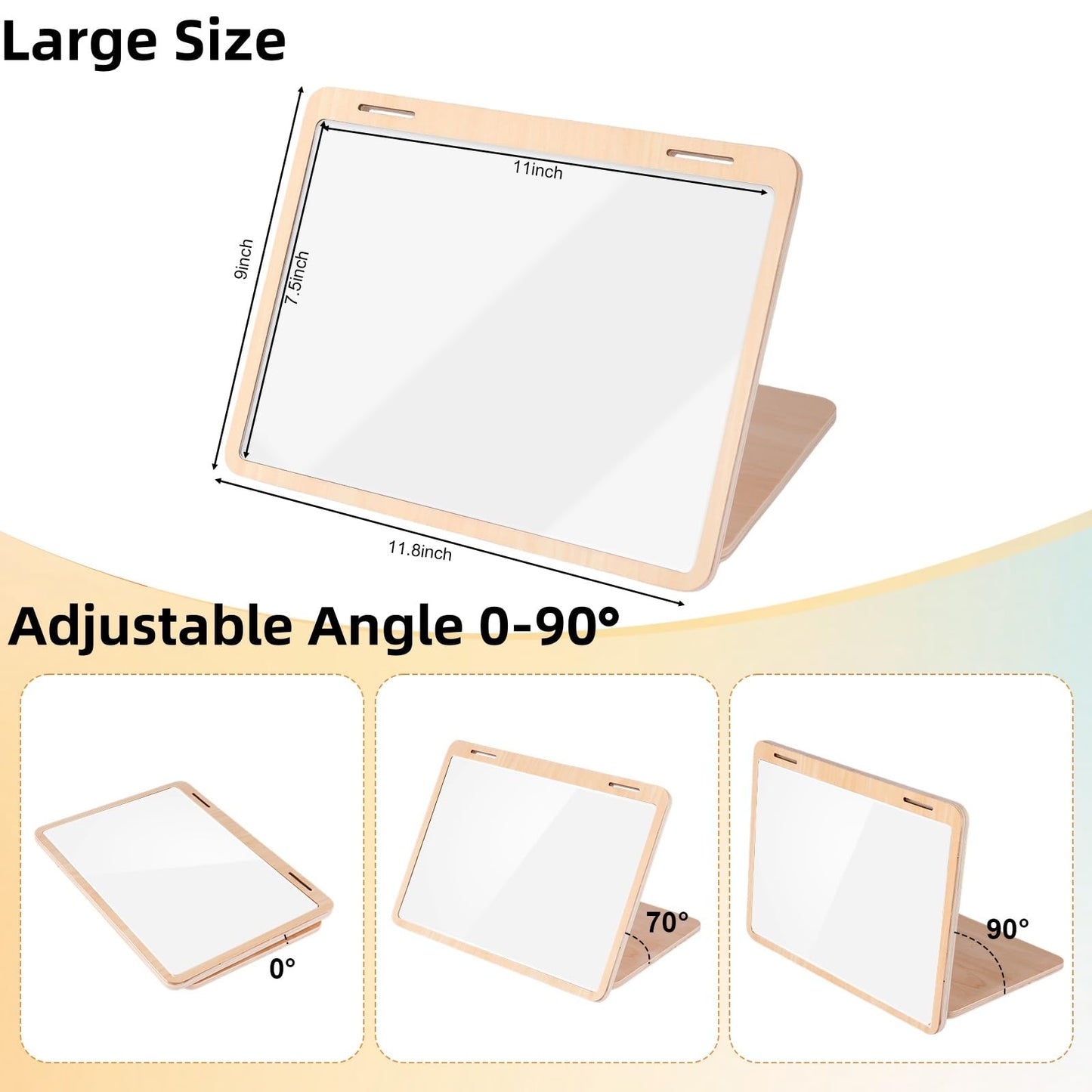 juhg Tummy Time Mirror Large Baby Mirror Toy and Card Display Stand with Black and White High Contrast Baby Cards Double-Sided Design Adjustable Angle Montessori Mirror