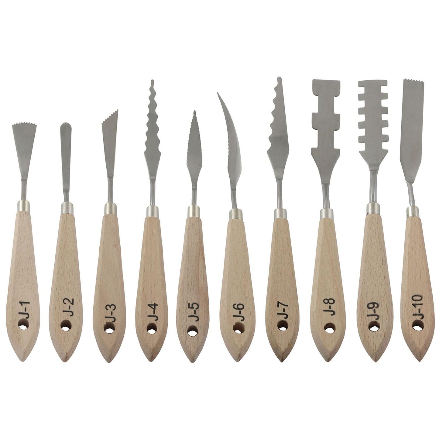 XGNG 10PCS Stainless Steel Trowel Set Painting Tool Metal Utensil Wooden Handles Suitable for Acrylic Paint Color Matching