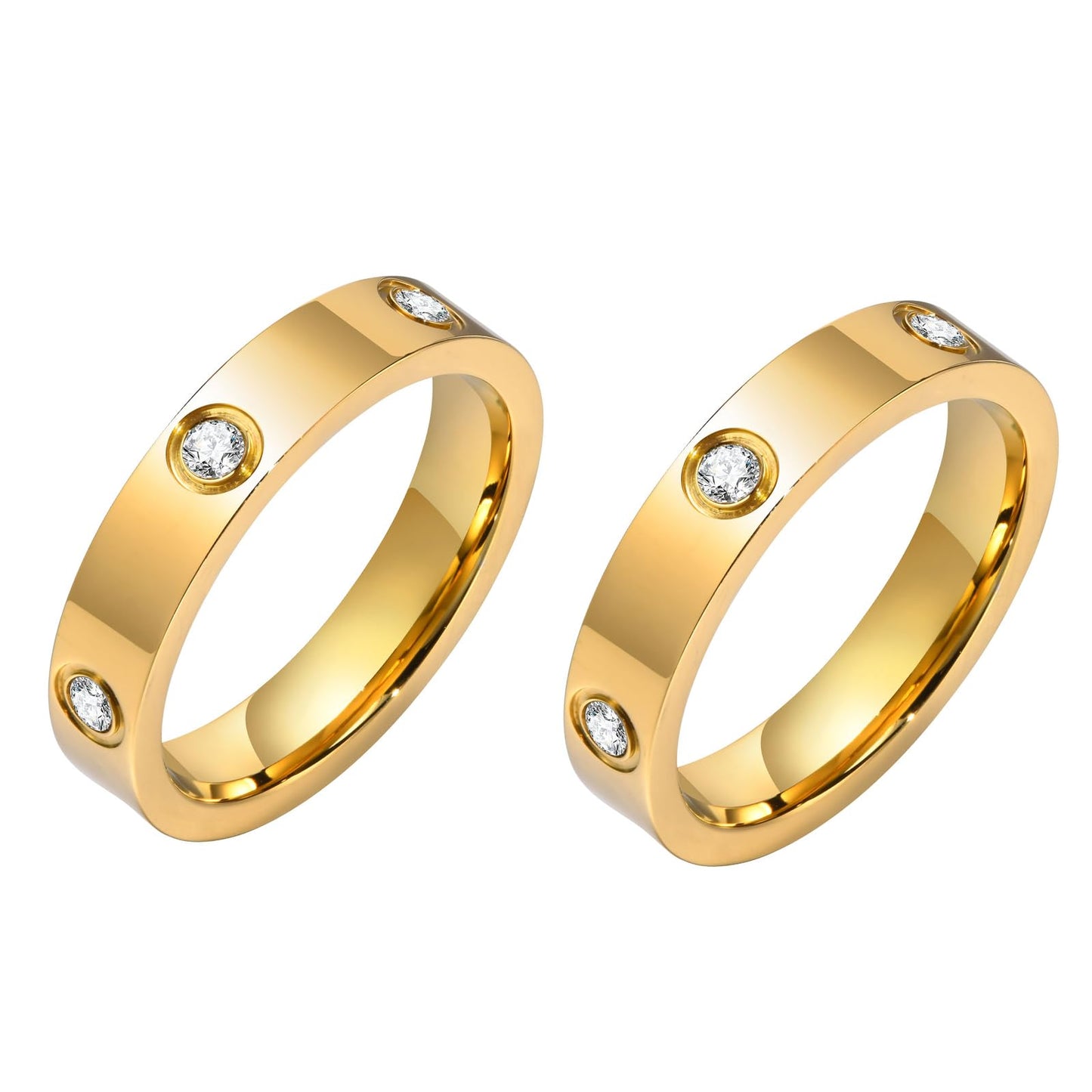 MPRAINBOW Gold Rings for Women - 18K Gold Plated Stainless Steel Cubic Zirconia FriendshipBand Wedding Party Trendy Jewelry,Christmas Birthday Gift for Mom Girlfriend