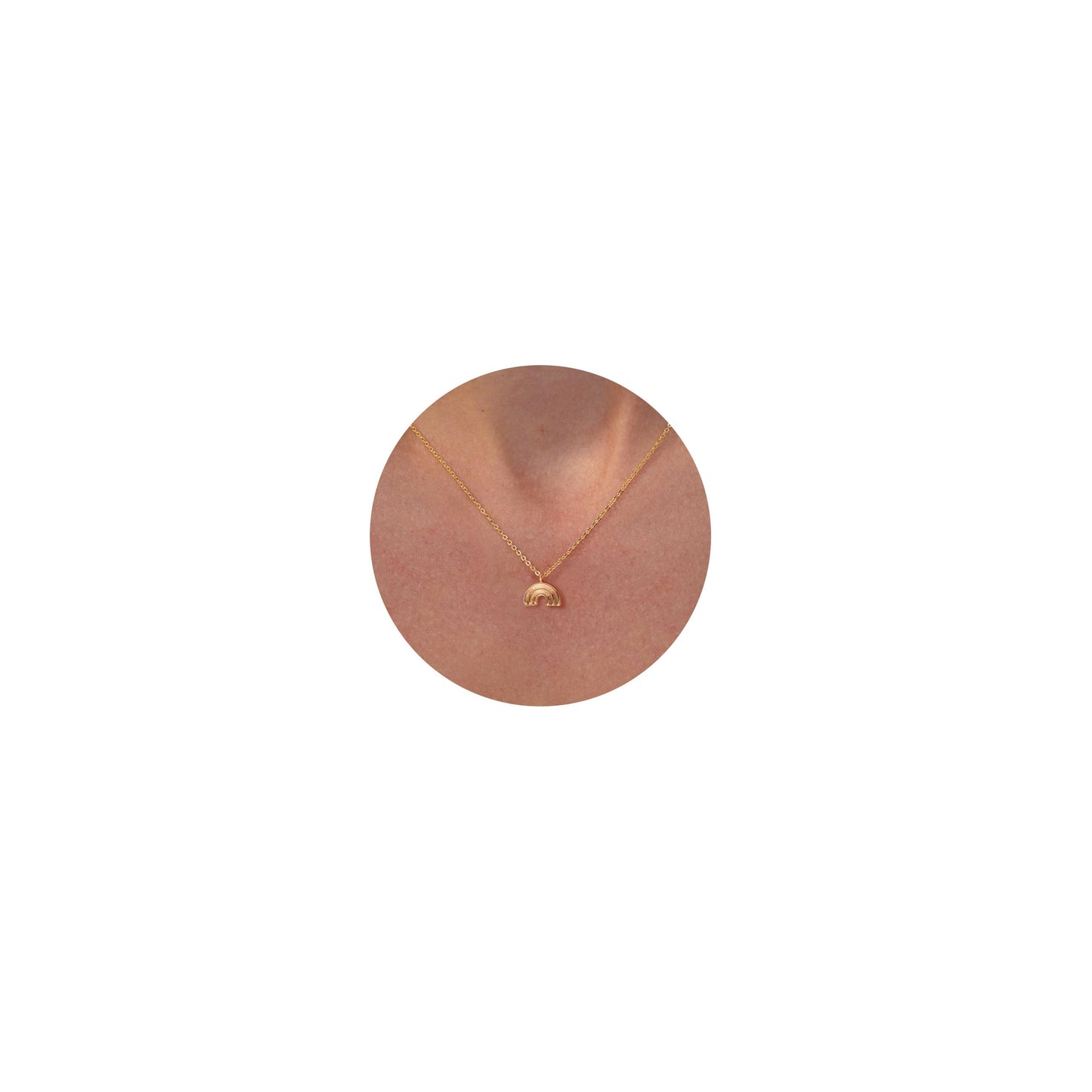 VRIUA Gold Necklace for Women 14k Gold Plated Dainty Rainbow Necklace Simple Delicate Jewelry Everyday for Women