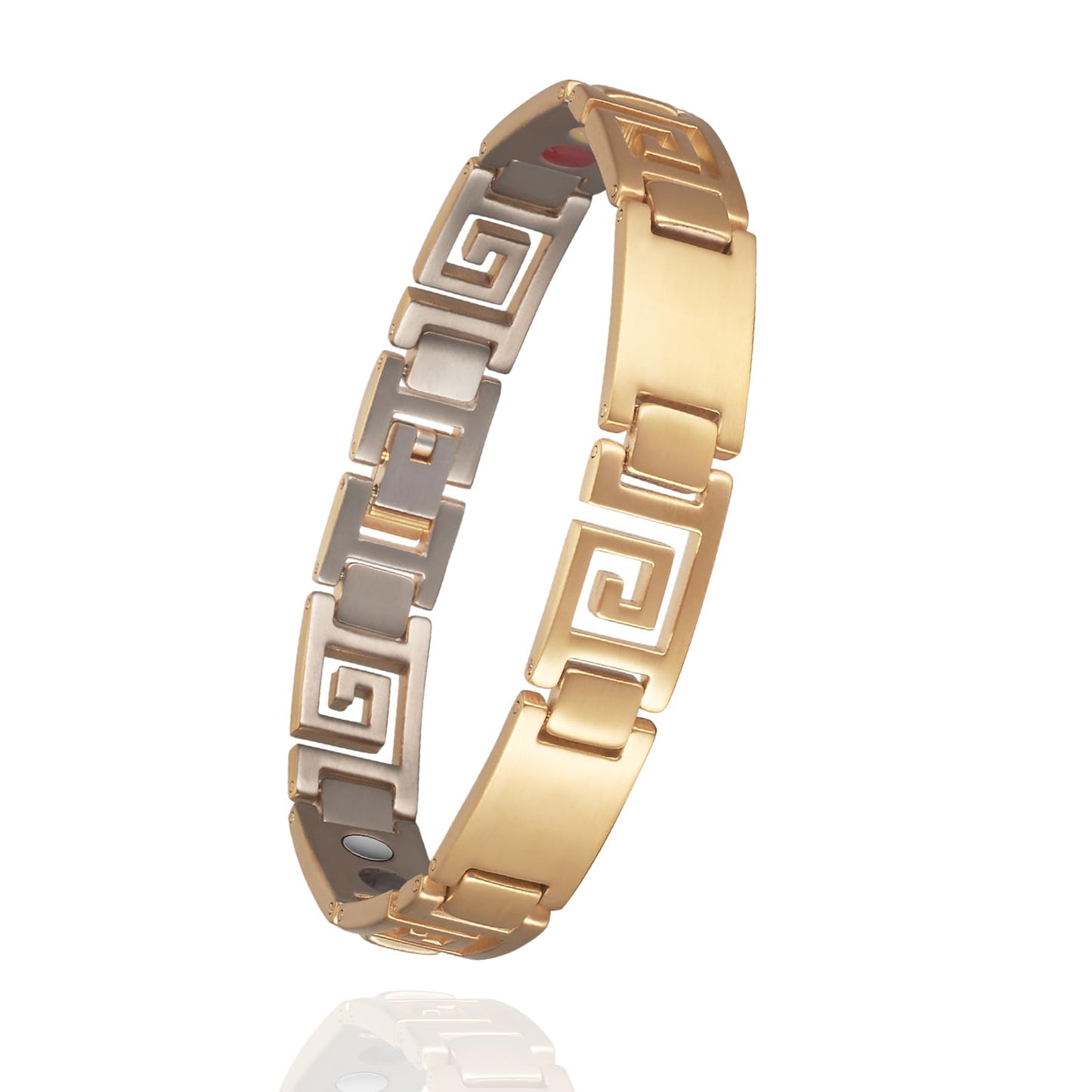 EnerMagiX Magnetic Bracelet for Women Men, 9.44'' Unique Design Gold Titanium Steel Bracelet, Fashion Jewelry Presents （0710G）