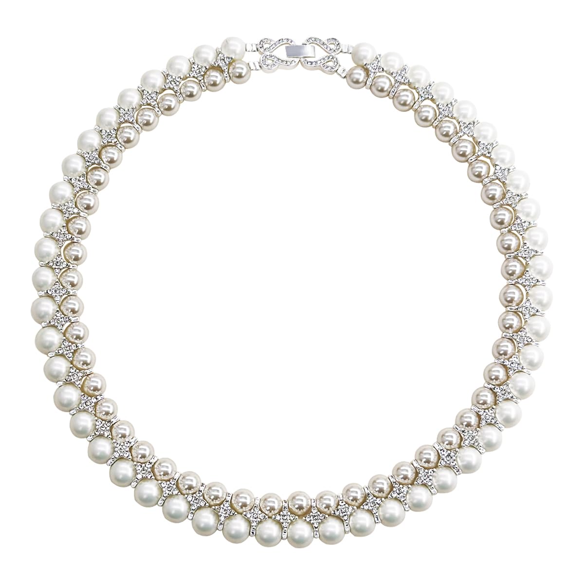 AILUOR Pearl Necklace for Women, Round Imitation Pearl Choker Necklace 20s Flapper Pearls Accessories for Themed Party Dainty Beaded Choker for Women (Two-tone)