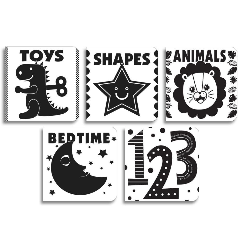 Baby’s First High-Contrast Books Boxed Set [Box Set of 5] - Age Group: 0+ / Black and White Tummy Time Books /Illustrated Board Book for Kids/Toddlers / (High Contrast Board Books)