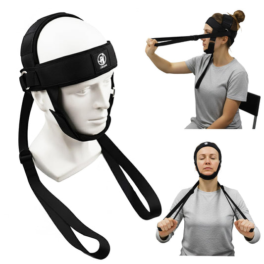 Neck Stretching Training Harness – Adjustable Chin Strap Headgear with Dual D-Rings for Neck Traction, Mobility, and Posture Support