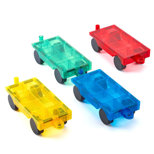 Gemmicc 4 PCS Magnetic Car Set,Magnet Construction Vehicle,Magnet Car Truck Compatible with Magnetic Tiles,STEM Educational Toys for Boys and Girls