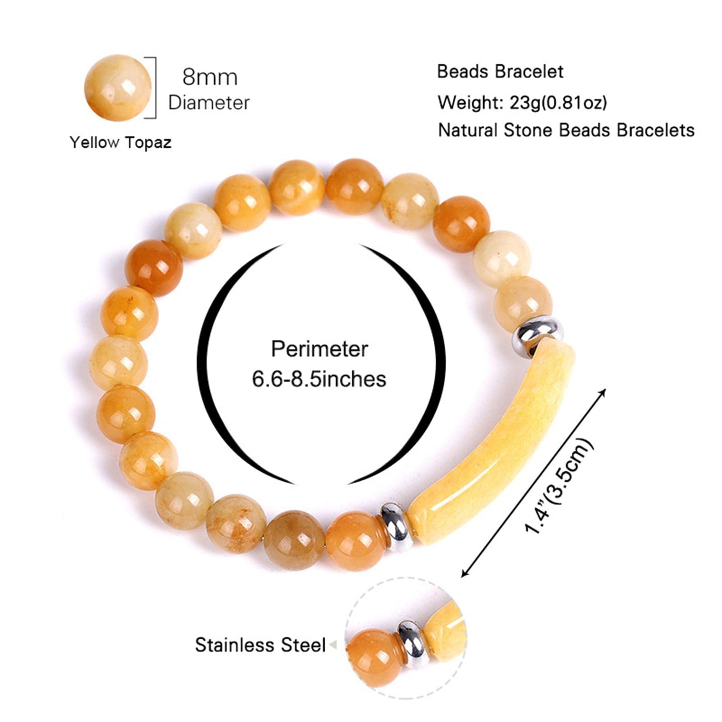 QLYOVWE Link Pheromone Bracelet for Women Pink Love Rose Quartz Pheromone Bracelet 8mm Healing Crystal Beads Stretch Bracelet Handmade Good Luck Energy Chakra Stone Beaded Bangle Bracelet (Yellow)