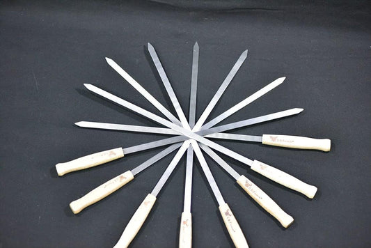 G & F Products Brazilian BBQ Skewers 16 Piece Set Stainless Steel Kabob Sticks 17-Inch Flat Blade with Hardwood Handles Reusable Commercial Grade for Grilling Meat Kebab and Outdoor Cooking