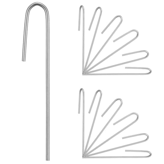 SUMGROW 120 Pack Drip Tubing Stakes, 5 inch Galvanized Steel Landscape Staples for 1/4" or 1/8" Diameter Tubing - Irrigation Anchors for Garden and Lawn