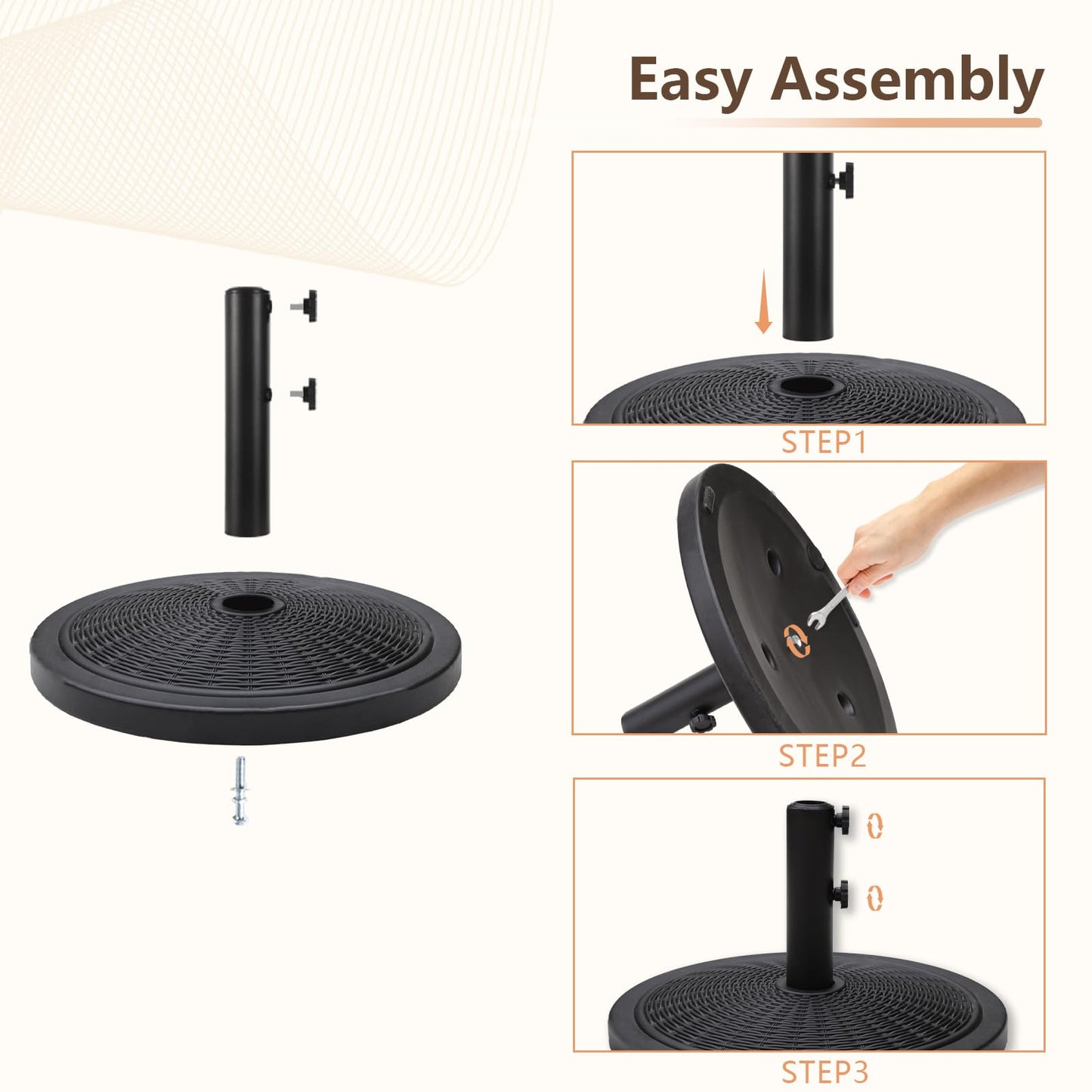 C-Hopetree 33 lb Heavy Duty Round Patio Base Stand for Outdoor Market Table Umbrella, Black