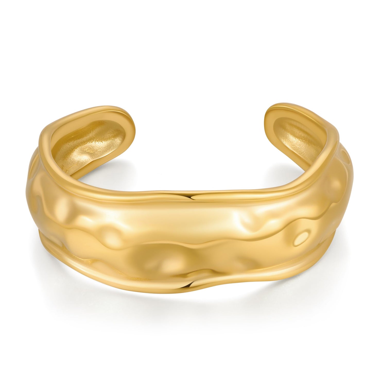 TENTMENTISE Gold Chunky Cuff Bangle Bracelets For Women 18K Gold Plated Hammered Cuff Bracelet Textured Wide Adjustable Bangle Open Cuff Fashion Jewelry Trendy Stackable Bracelets Gift for Her