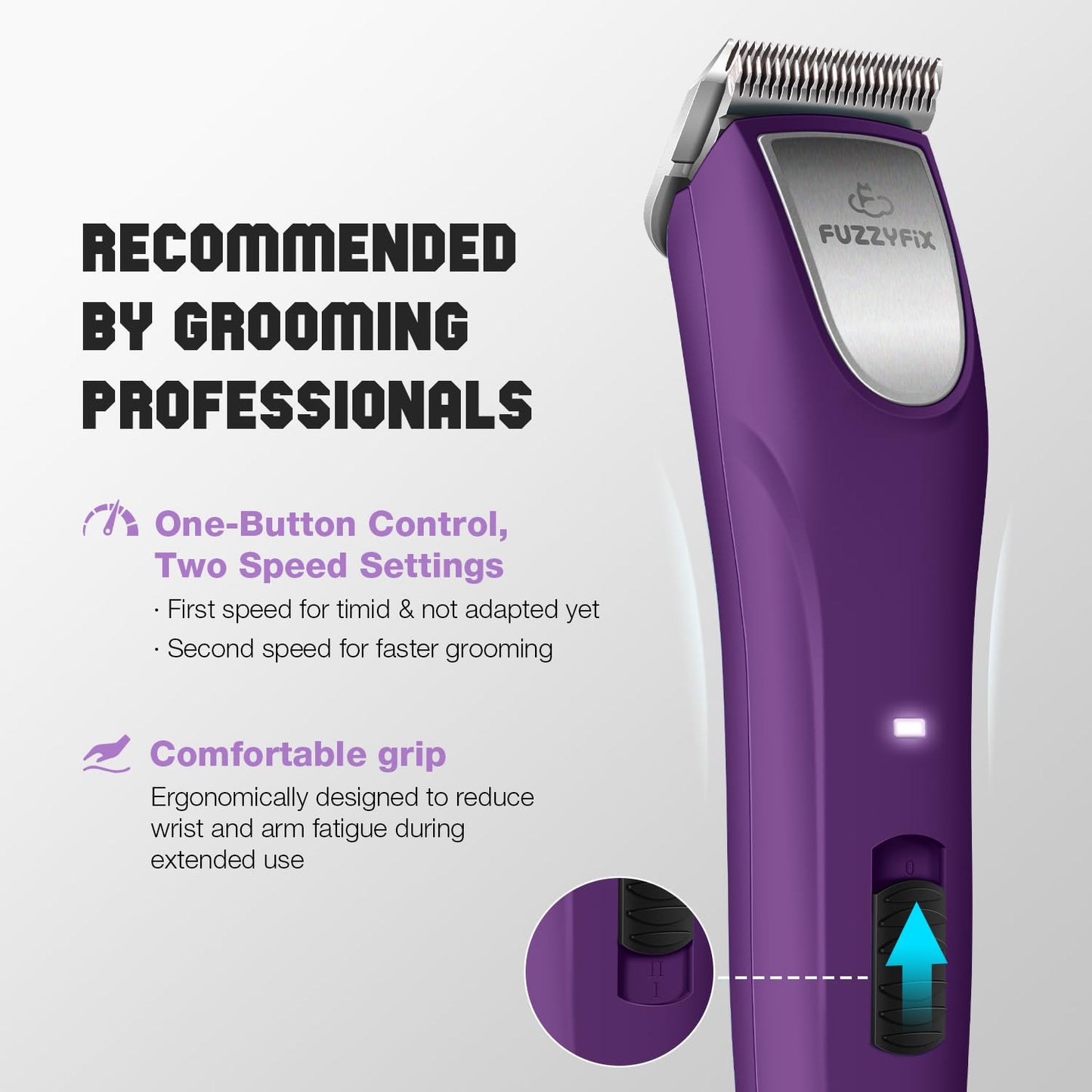 FuzzyFix Professional Dog Clippers for Grooming - 2 Speed Detachable Blade Pet Grooming Kit for Thick Curly Matted Coats - Low Noise Heavy Duty Cordless Hair Trimmer for Animal Pet Horse