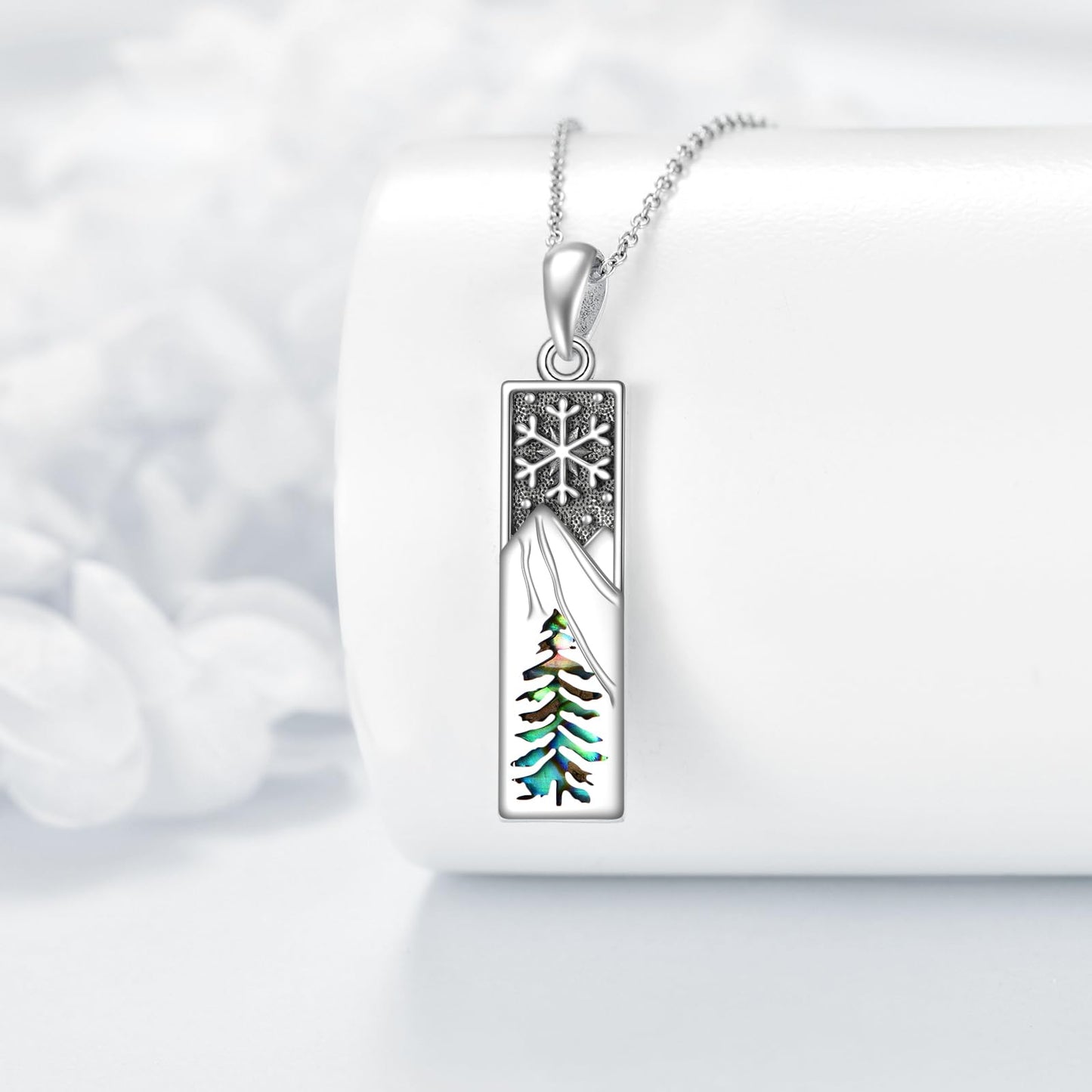 YFN Mountain Necklace for Women Sterling Silver Nature Necklace Jewelry Gift for Skiers, Hikers, Campers, Climbers and Nature Lovers (Snowflake mountain necklace)