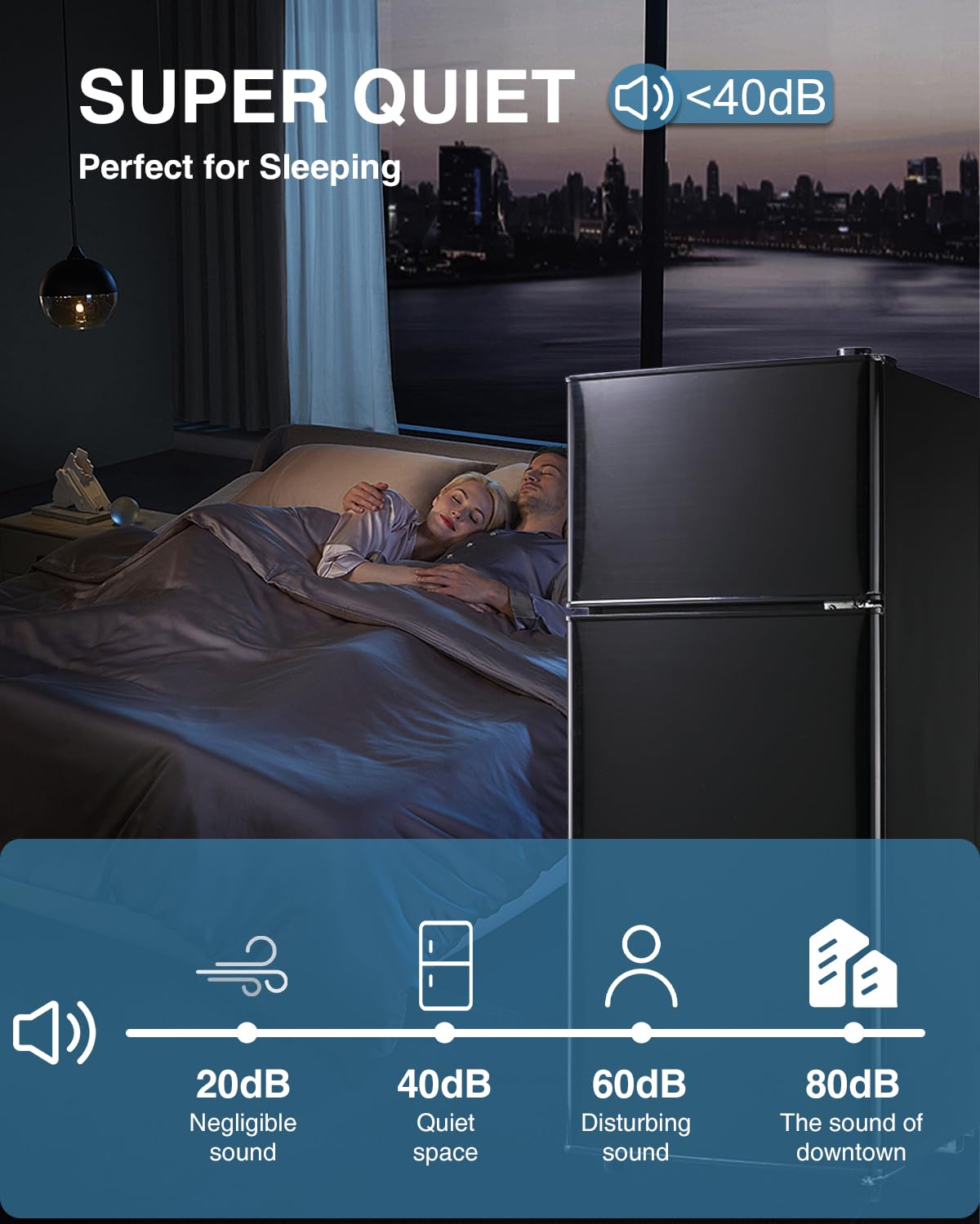 Iorbur 3.5Cu.Ft Compact Refrigerator, Small Refrigerator with freezer, Retro Fridge with Dual Door, 7 Level Adjustable Thermostat for Garage, Dorm,Bedroom, Office, Apartment-Black