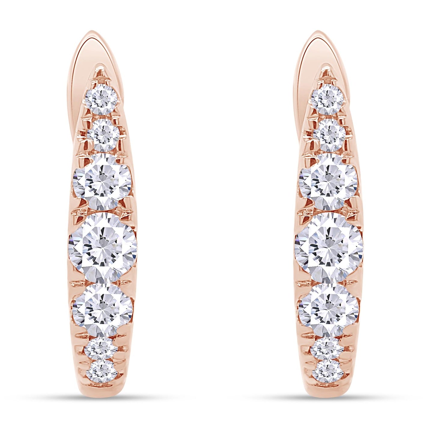 Huggie Hoop Earrings for Women Round Lab Grown Diamond Earrings for Her in 14K Rose Gold Over Sterling Silver Jewelry