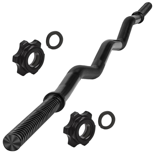 AZOI 47" EZ Curl Bar - 1-Inch Weight Lifting Bar with 2 Star Collars, 220lb Capacity Curling Bar for Home Gym, Exercise Barbell for Biceps, Triceps, Hip Thrusts, Squats, Lunges