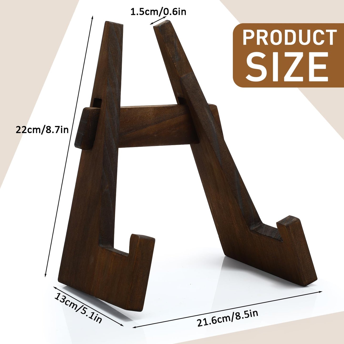 Novabright 4pcs Wood Cookbook Holders 8.7 Inch Brown Cookbook Stand Rustic Adjustable Recipe Book Holder for Kitchen Counter Thanksgiving Christmas Cooking Gifts