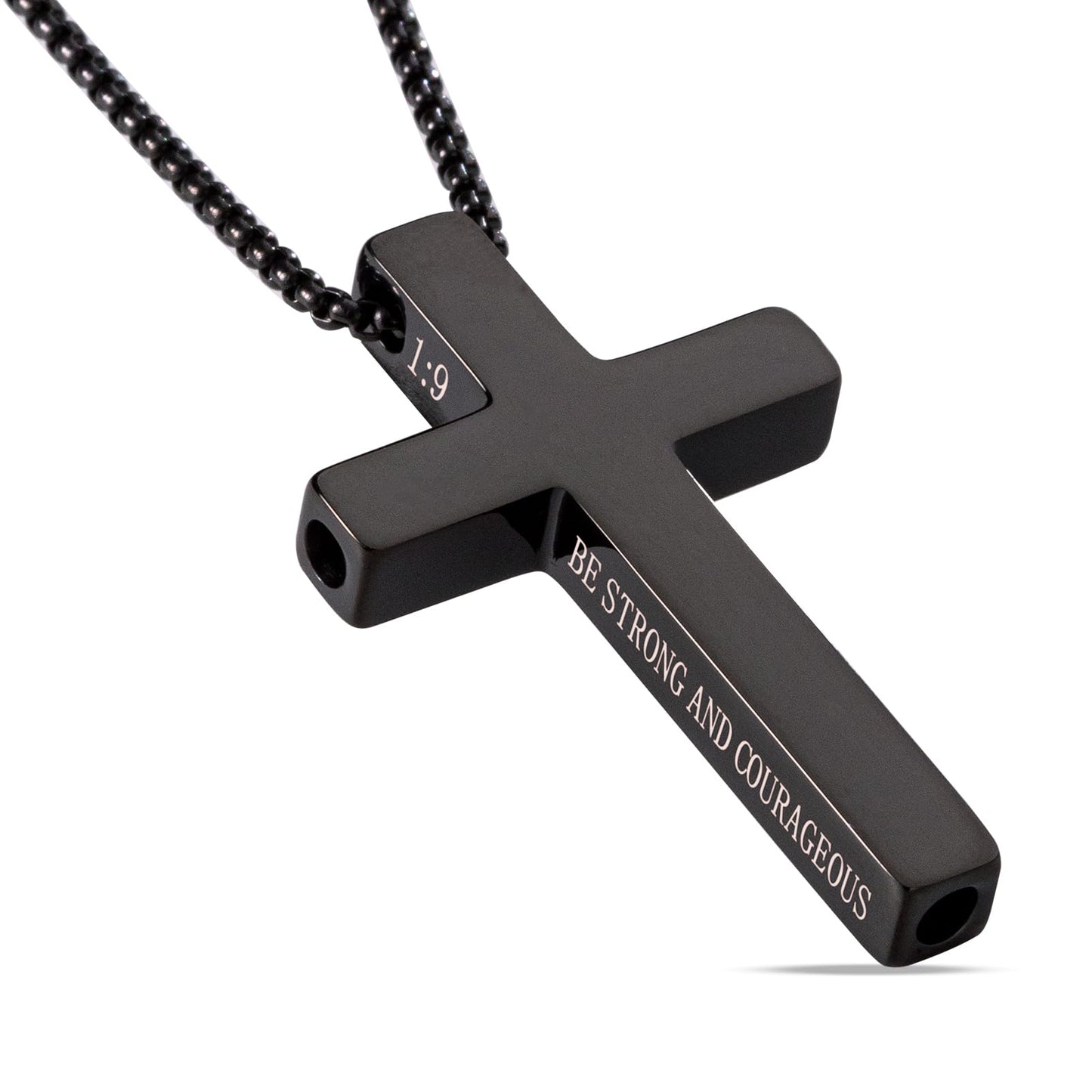 FUNPAR Cross Breathing Necklace for Anxiety Relief and Relaxation, Breathlink Design Quit Smoking Aid, Stainless Steel Mindfulness Tool to Calm, Stylish Wellness Gift for Adults(Black 1:9)