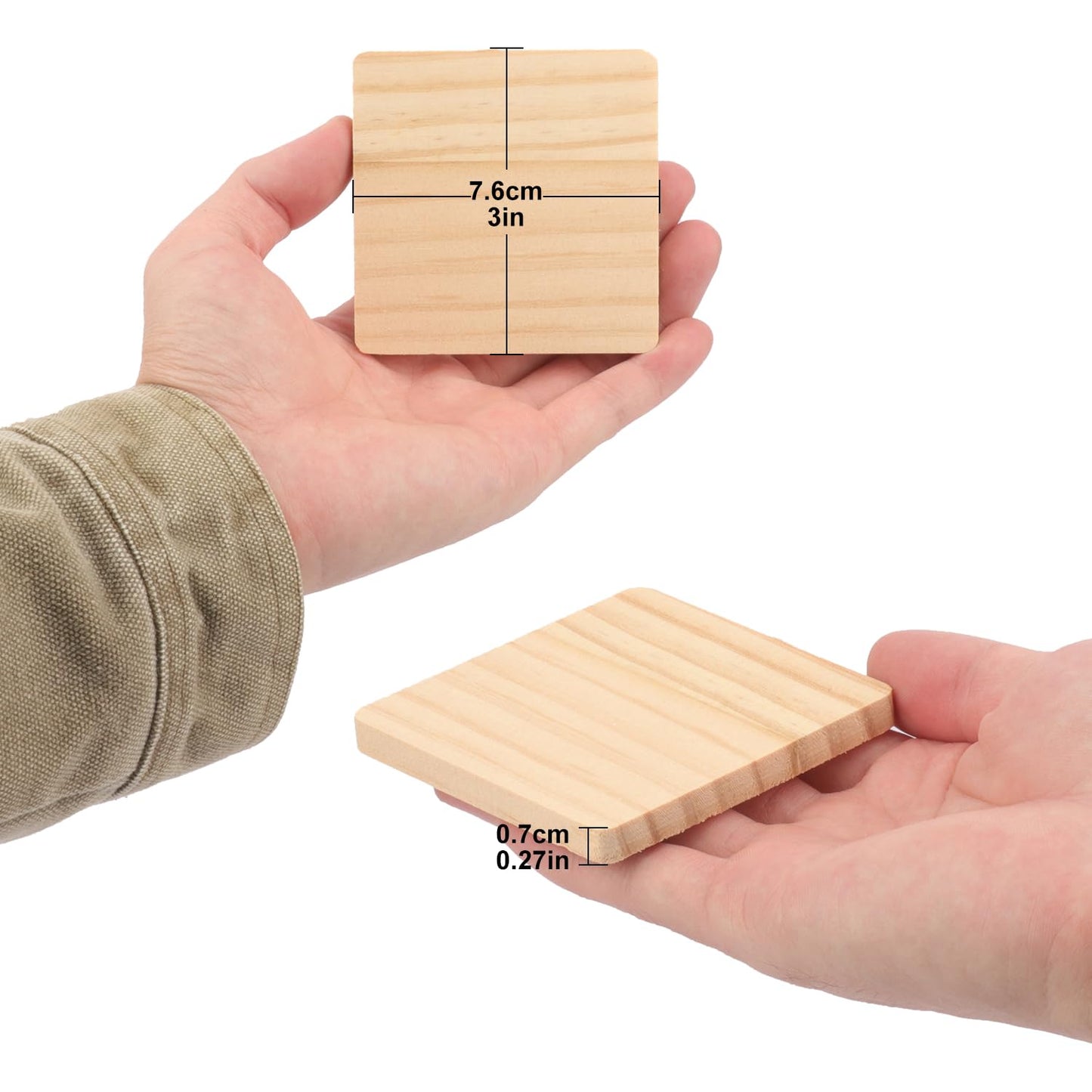 Yiksonyo 100 PCS 3 Inch Wooden Squares for Crafts,3 x 3 Inch Unfinished Wood Blocks, 1/4 Inch Thick Wooden Square Blocks for DIY Projects, Engraving, Wood Burning, and Painting