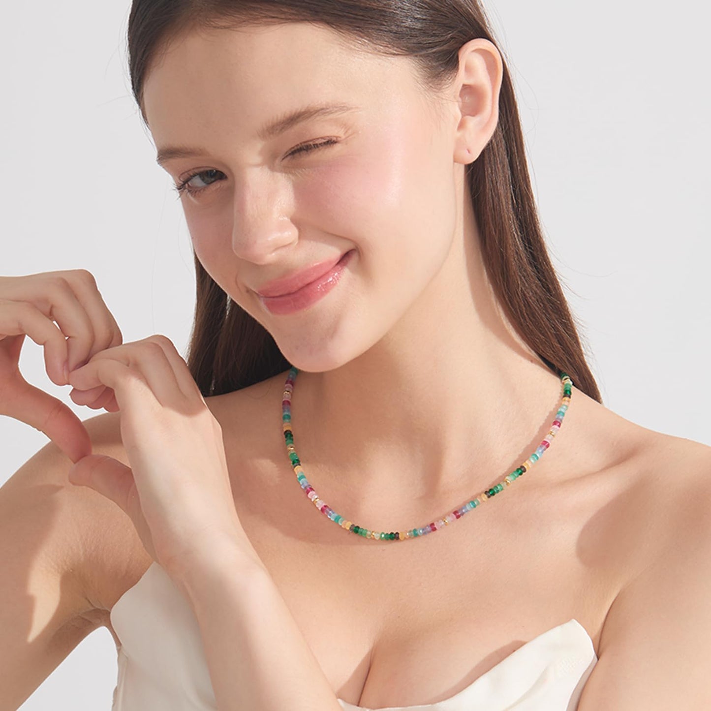 Gmissbabicoo Healing Crystal Necklace for Women Spiritual Ruby Beads Handmade Gemstone with 18k Golden Plated Colour Crystals Stones Beaded Adjustable Necklaces Jewelry