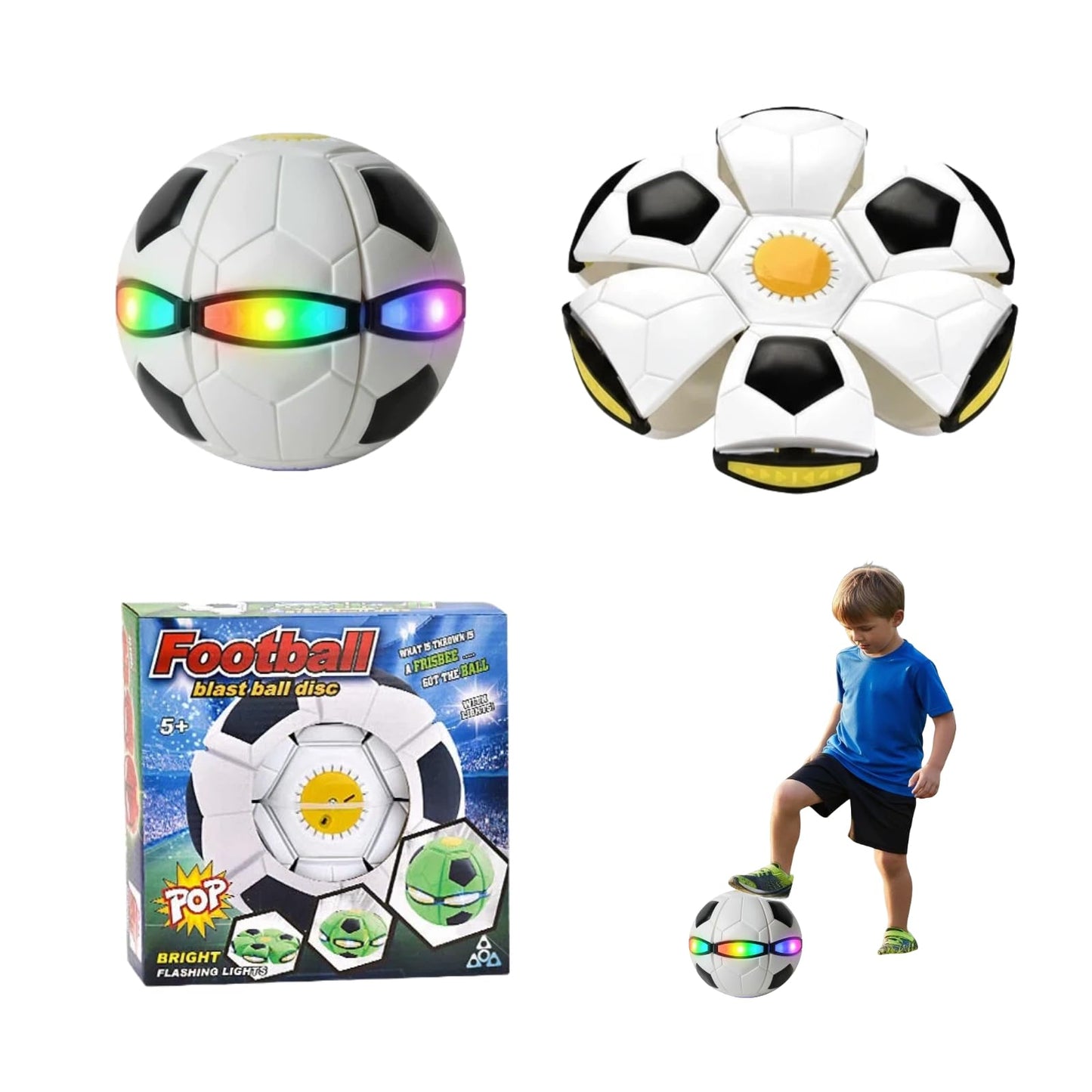 Vmeoap Magic Ball - Ultimate Soccer Fan Gift 2026-2-in-1 LED Shape-Shifting Ball & UFO Disc, Soccer Season Gameday Toy for Viewing Parties, Outdoor Football Fun for Kids Boys Girls