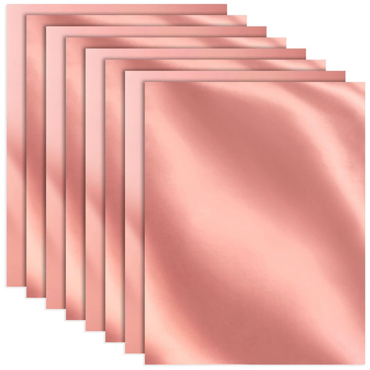 50 Pack Metallic Rose Gold Cardstock Sheets for Arts and Crafts, Single-Sided (8.5 x 11 In)