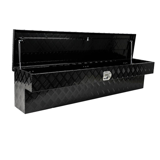 60 Inch Side Mount Truck Tool Box Aluminum Pickup Truck Bed Tool Box Trailer Storage with Lock Key 5 Bar Tread 60" x 8" x 14" Black