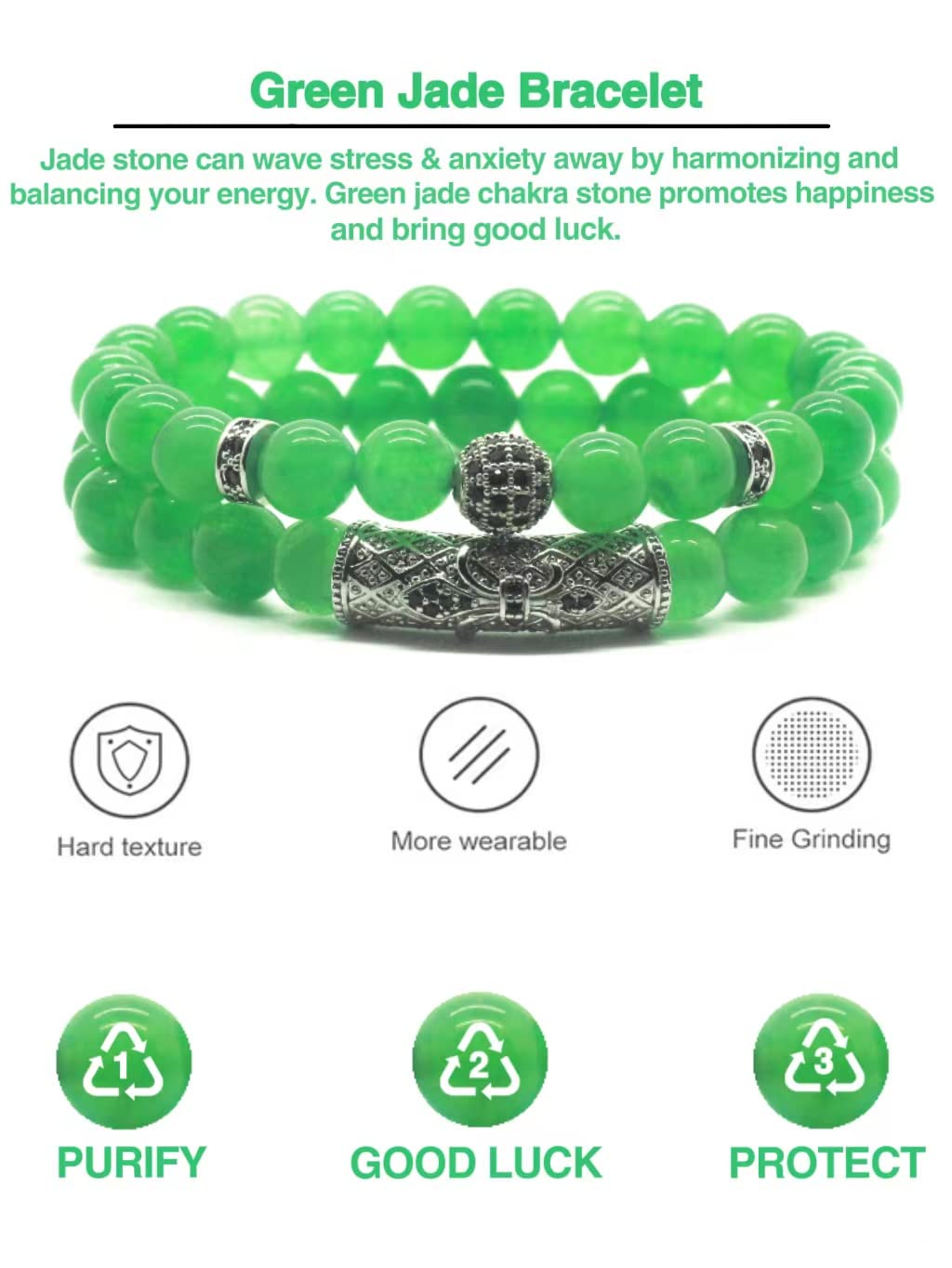 GDLKPYHS Green Aventurine Bracelet,Stretchable 8MM Handmade Beaded,Protection Bracelet,Bring Good Luck, Wealth, Prosperity and Happiness - Healing Crystal Green Jade Bracelet for Women