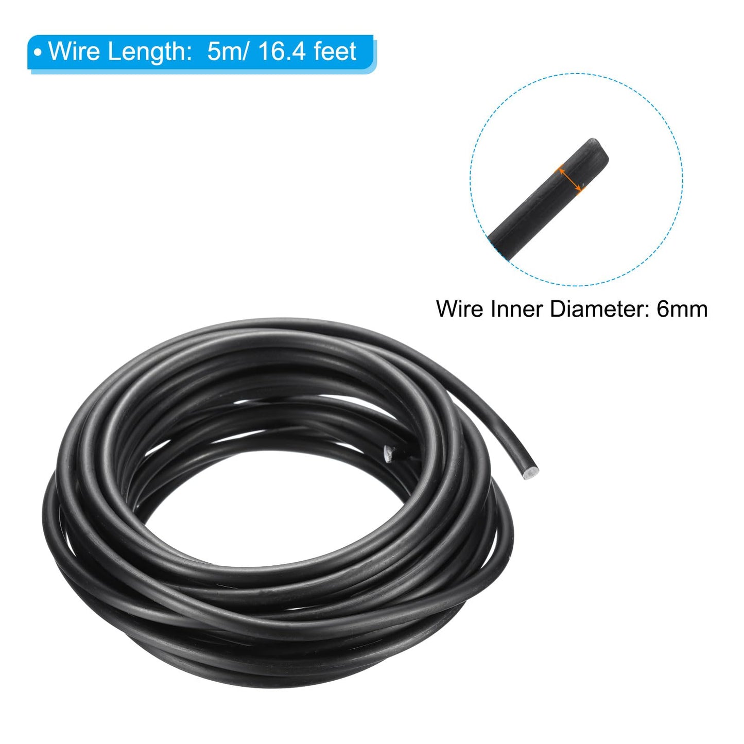 PATIKIL 6mm Bonsai Training Wire, 1 Roll Floral Wire Stems Anodized Aluminum Tree Wire 16.4 Feet Total for Gardening Branch Fixing, Black