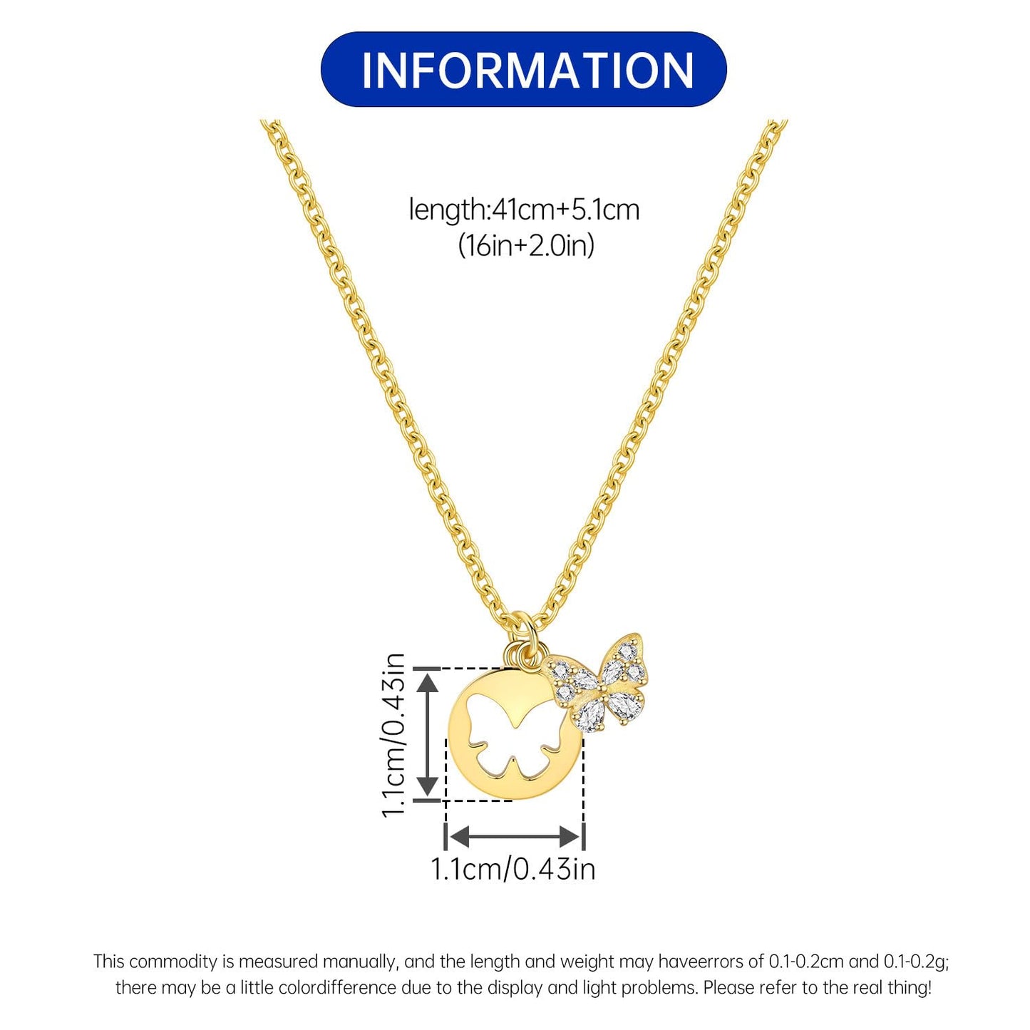 MISEFF 925 Sterling Silver Fashion Pendant Necklace for Women，Fashion Jewelry, 18K Gold Plated， Advanced Retro Series Link Chains ，Basic Multifunctional Accessories Suitable for Multiple Occasions and Daily Wear (Butterfly)