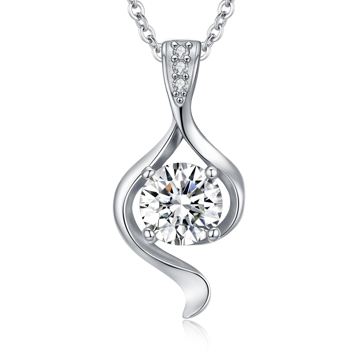 3 Carat Moissanite Necklace 925 Sterling Silver Jewelry 5A Cubic Zirconia Pendant Necklace Gifts for Mom Women Girlfriend Grandma Lover Her Wedding Birthday Anniversary Engagement Valentine's Day