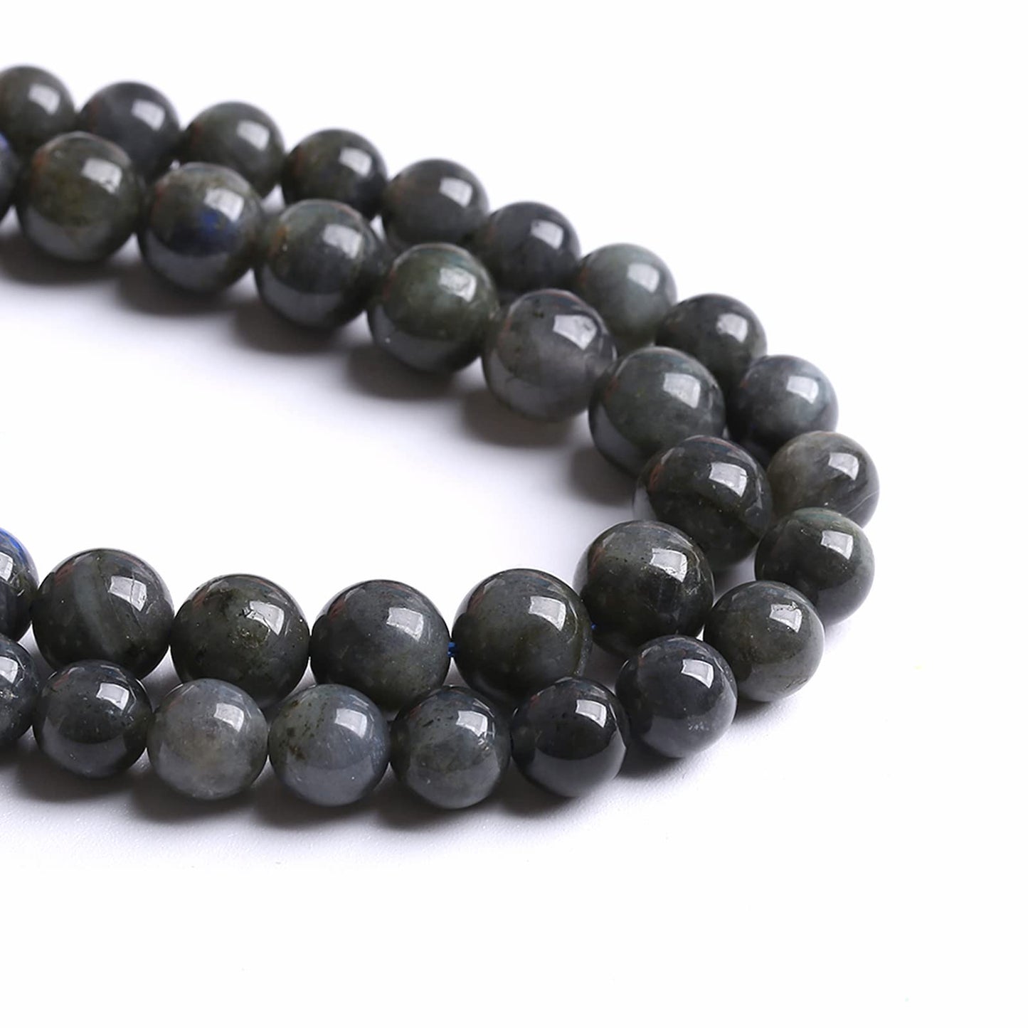8MM 46PCS Natural Stone Black Labradorite Beads Crystal Loose Beads for Jewelry Making DIY Bracelet