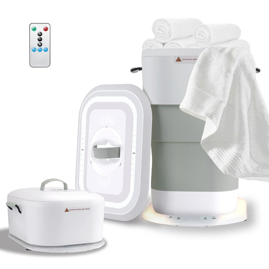 LIONROGE 27L Upgrade Foldable Towel Warmer for Bathroom with Handle- Heated Towel Warmers Bucket with Time Setting, Auto Shut Off,Fits Up to Two 40"X70" Oversized Towels, Bathrobes, Blankets
