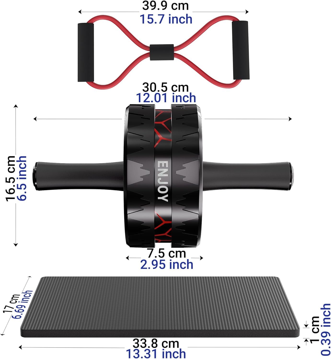 Readaeer Ab Roller Wheel, Ab Exercise Wheels Kit with Ab Roller, Resistance Bands, Knee Mat, Jump Rope, Push-Up Bar